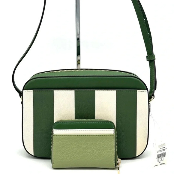 Michael Kors Large EW Zip Chain Crossbody Bag & ZA Card Case Wallet Fern Green - Picture 5 of 15